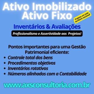 Impairment Test - Recuperabilidade dos Ativos - AXS Avaliação Patrimonial Inventario Patrimonial Controle Patrimonial Controle Ativo