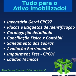 AXS Consultoria Empresarial: Excelência Total em Ativo Imobilizado — Inventário, Avaliação, Conciliação e Governança Patrimonial com Alta Performance Avaliação Patrimonial Inventario Patrimonial Controle Patrimonial Controle Ativo
